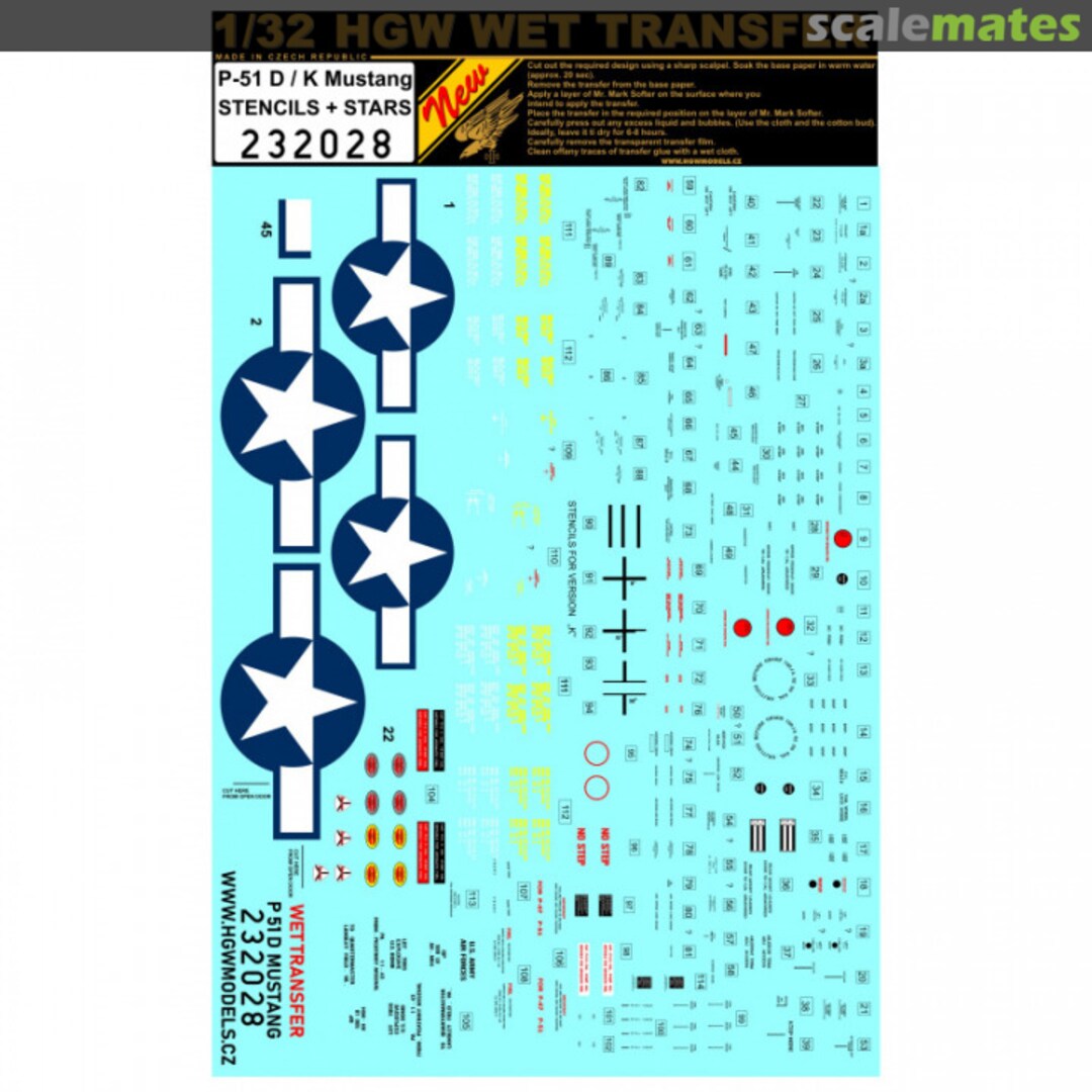 Boxart North-American P-51D/K Mustang - Stencils & Stars 232028 HGW Models