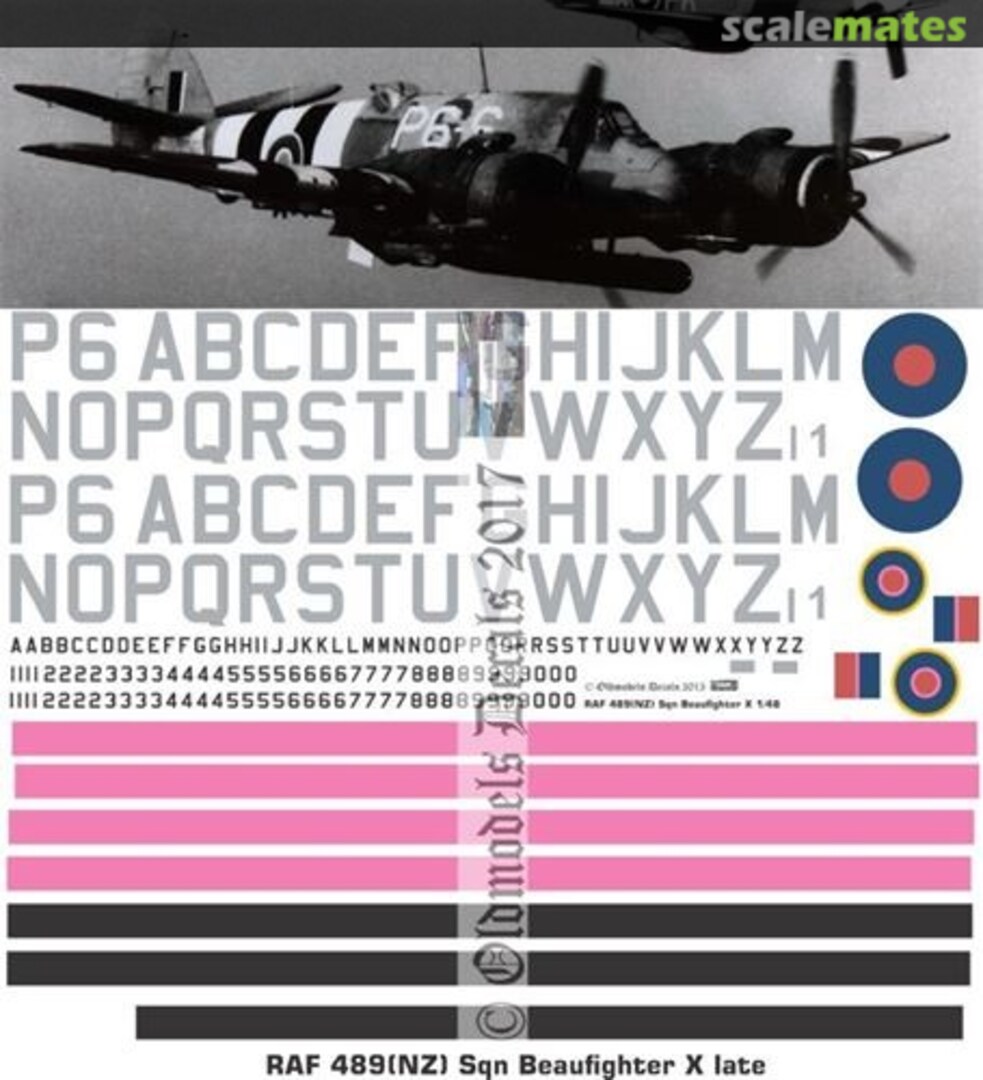 Boxart RAF 489(NZ) Sqn Beaufighters X late OMD0768 Oldmodels Decals