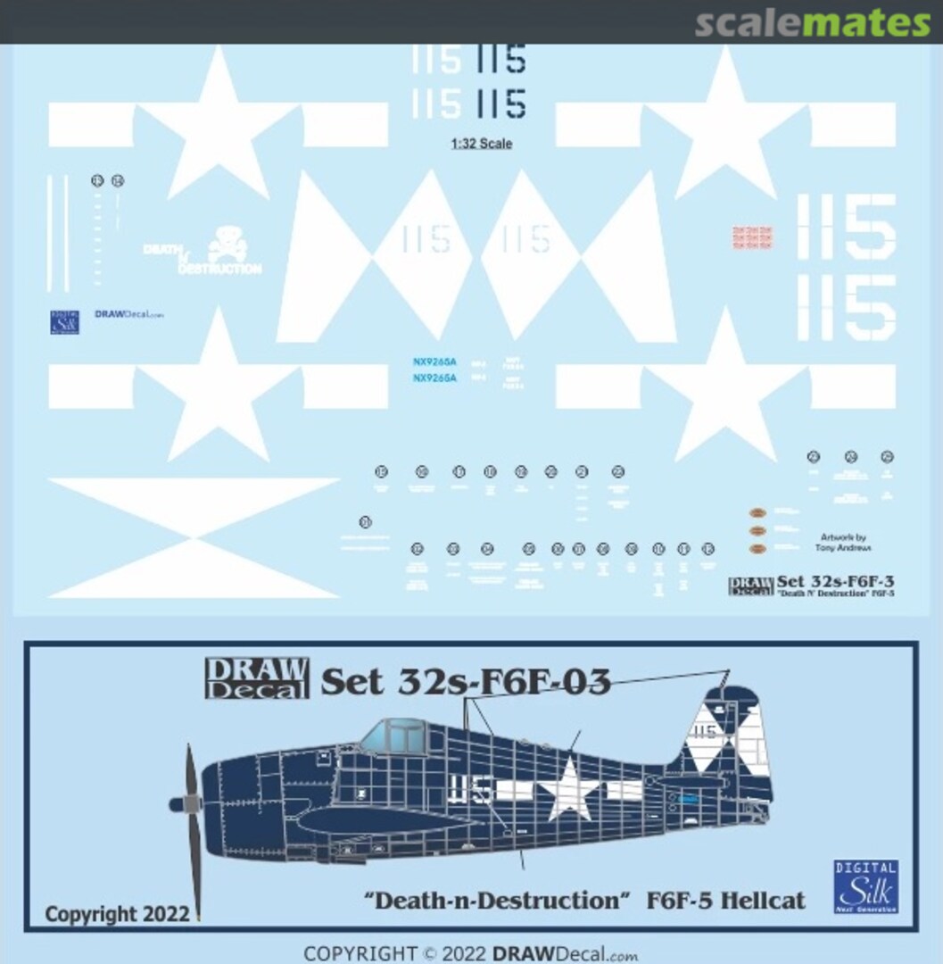 Boxart “Death N’ Destruction” F6F-5 Hellcat 32-F6F-03 Draw Decal