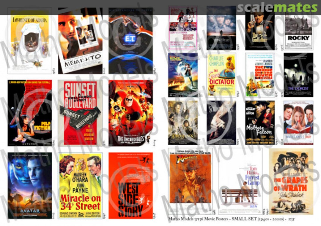 Boxart Movie Posters - Small Set (1940s - 2000s) 35136 Matho Models