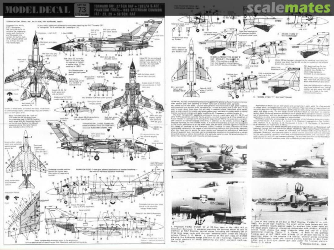 Contents Tornado GR1 27 Sqn RAF + TOEU/A & AEE: Phantom FGR2s - 1983 Greenham Common | IAT: 23, 29 + 56 Sqn RAF 73 Modeldecal