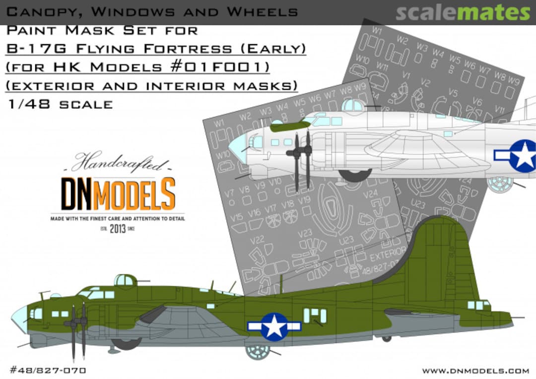 Boxart Canopy, Windows & Wheels Paint Mask Set for B-17 Flying Fortress 48/827-070 DN Models