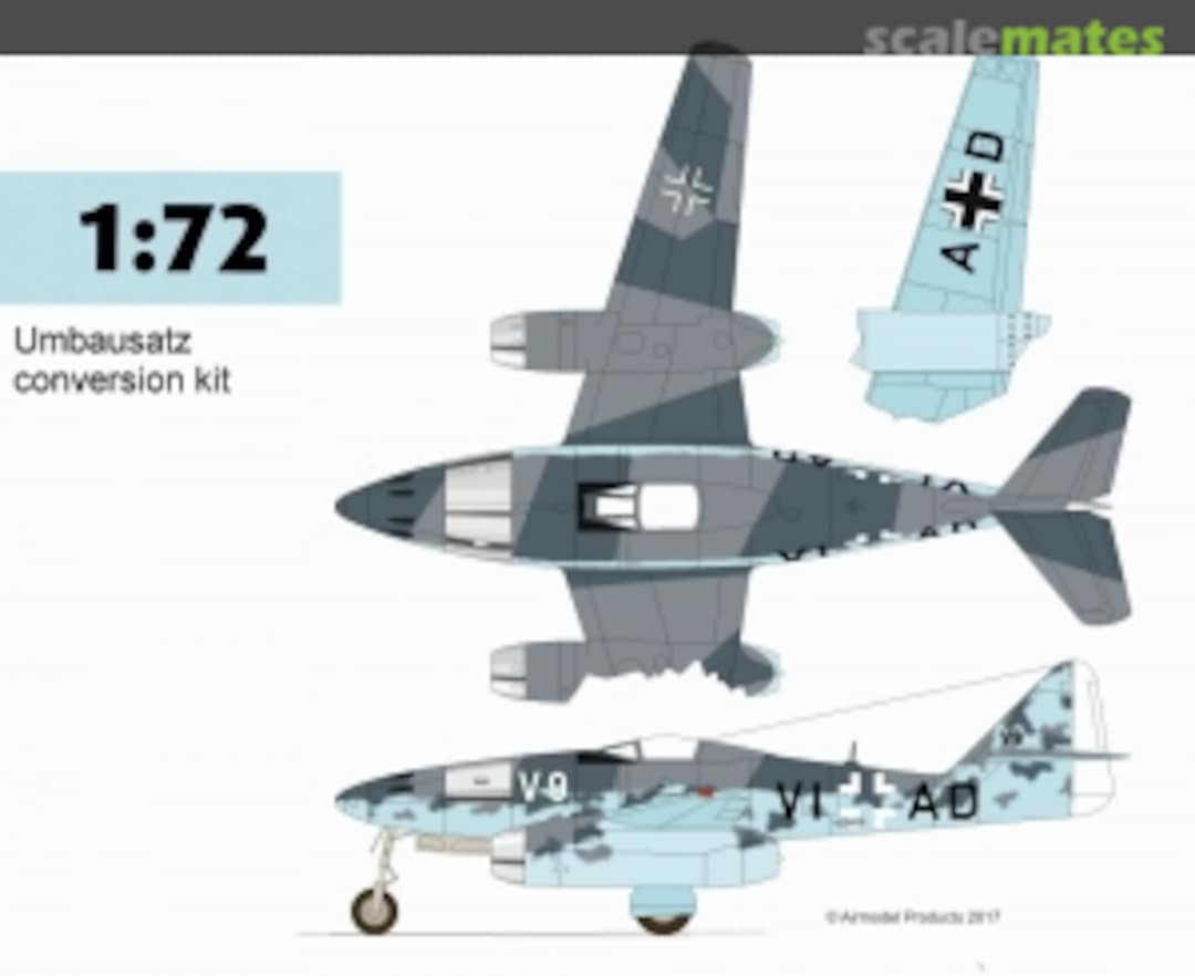 Boxart Me 262 V-9 mit "Rennkabine" Umbausatz AZ-72016 Airmodel