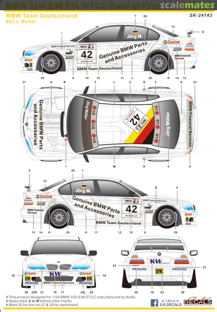 Boxart BMW 320i E46 FIA WTCC Race of France 2005 SK-24143 SK Decals