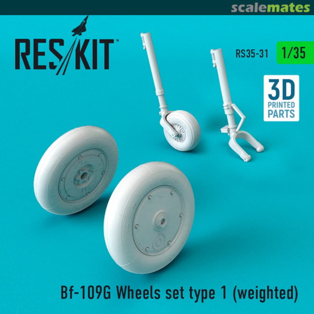 Boxart Bf-109G Wheels set type 1 (weighted) RS35-0031 ResKit