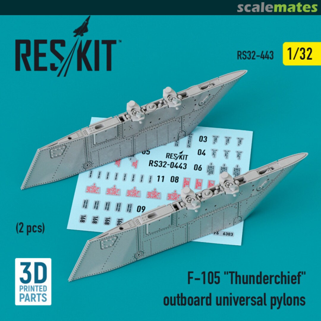 Boxart F-105 Thunderchief outboard universal pylons (2 pcs.) RS32-0443 ResKit