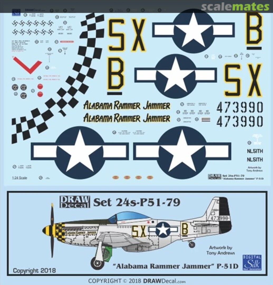 Boxart “Alabama Rammer Jammer” P-51D 24-P51-79 Draw Decal