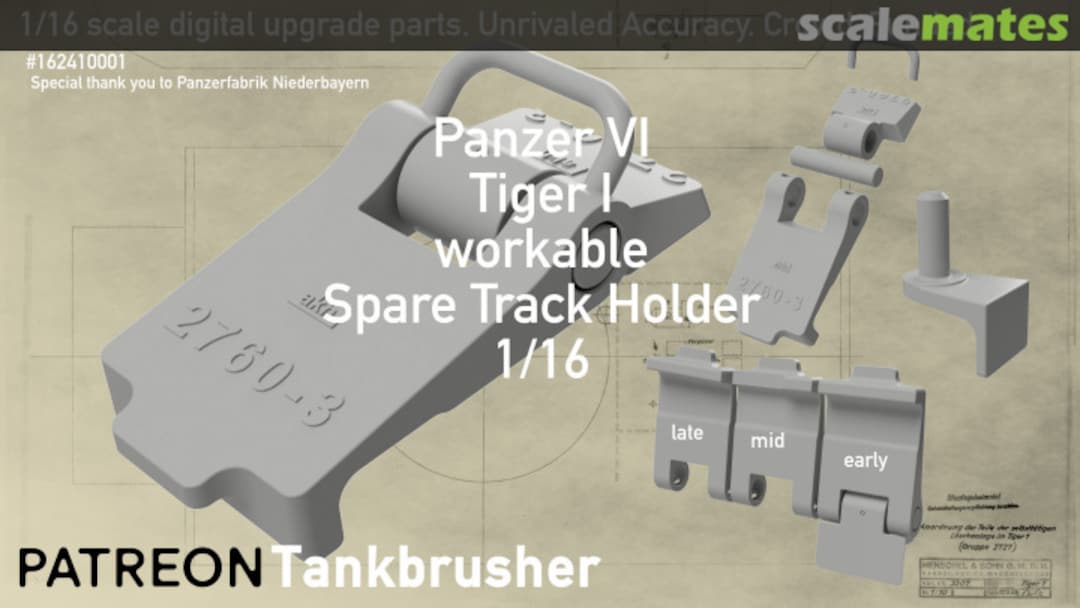 Boxart workable Tiger I spare track holder 162410001 Tankbrusher Scale Modeling