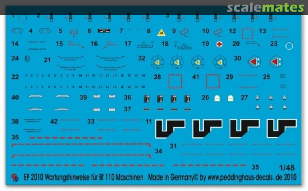 Boxart Wartungshinweise für Me 110 Maschinen EP 2010 Peddinghaus-Decals