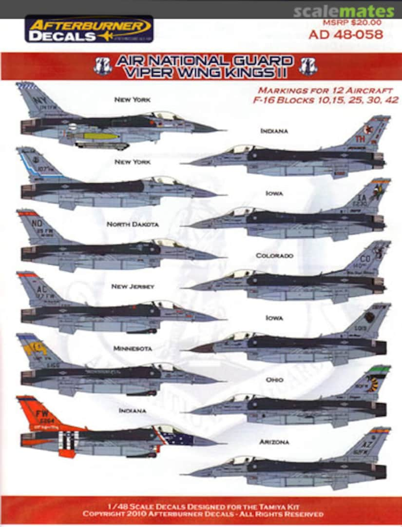 Boxart Air National Guard Viper Wing Kings II AD 48-058 Afterburner Decals