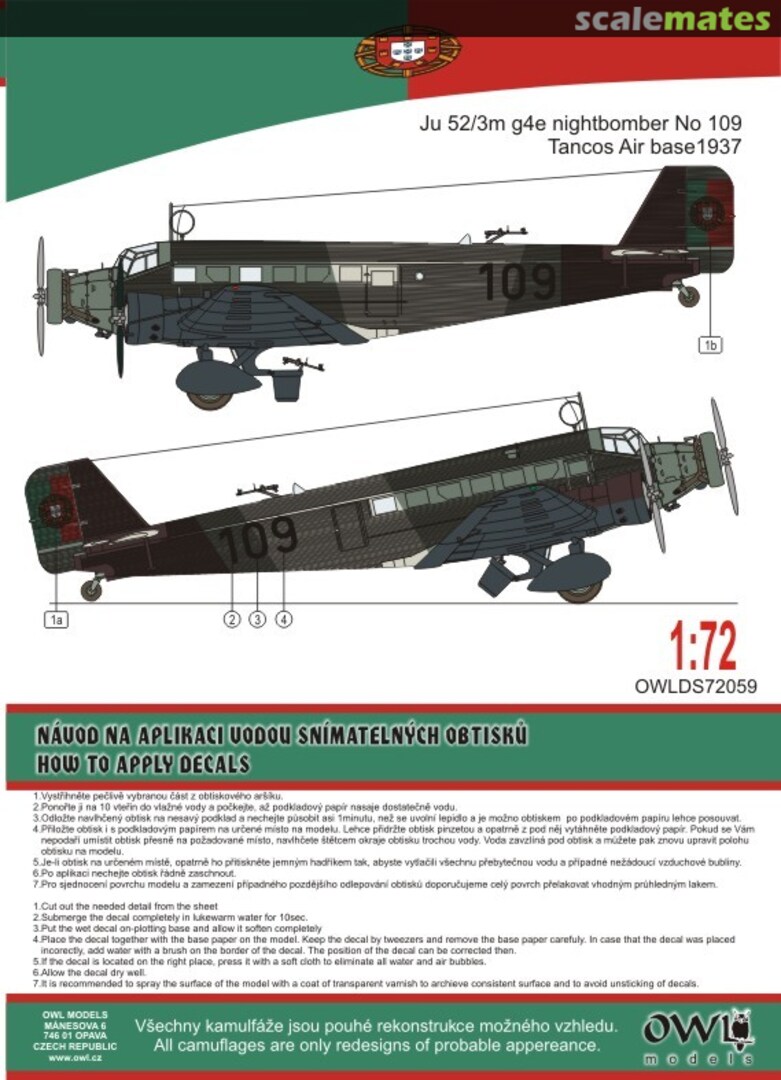 Boxart Ju 52/3m nightbomber Portugal DS72059 OWL