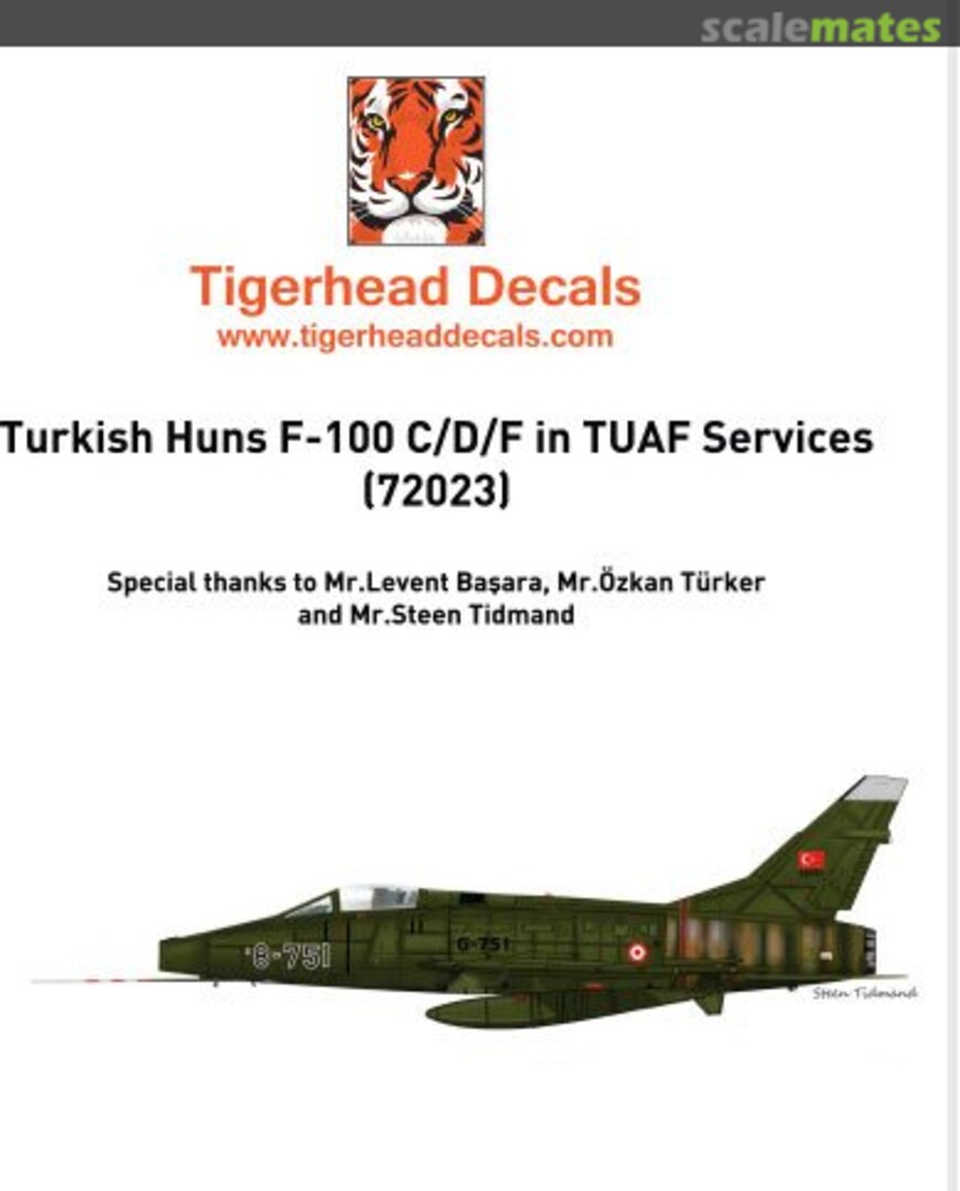 Boxart Turkish Huns F-100 C/D/F in TUAF Services 72023 TigerHead Decals