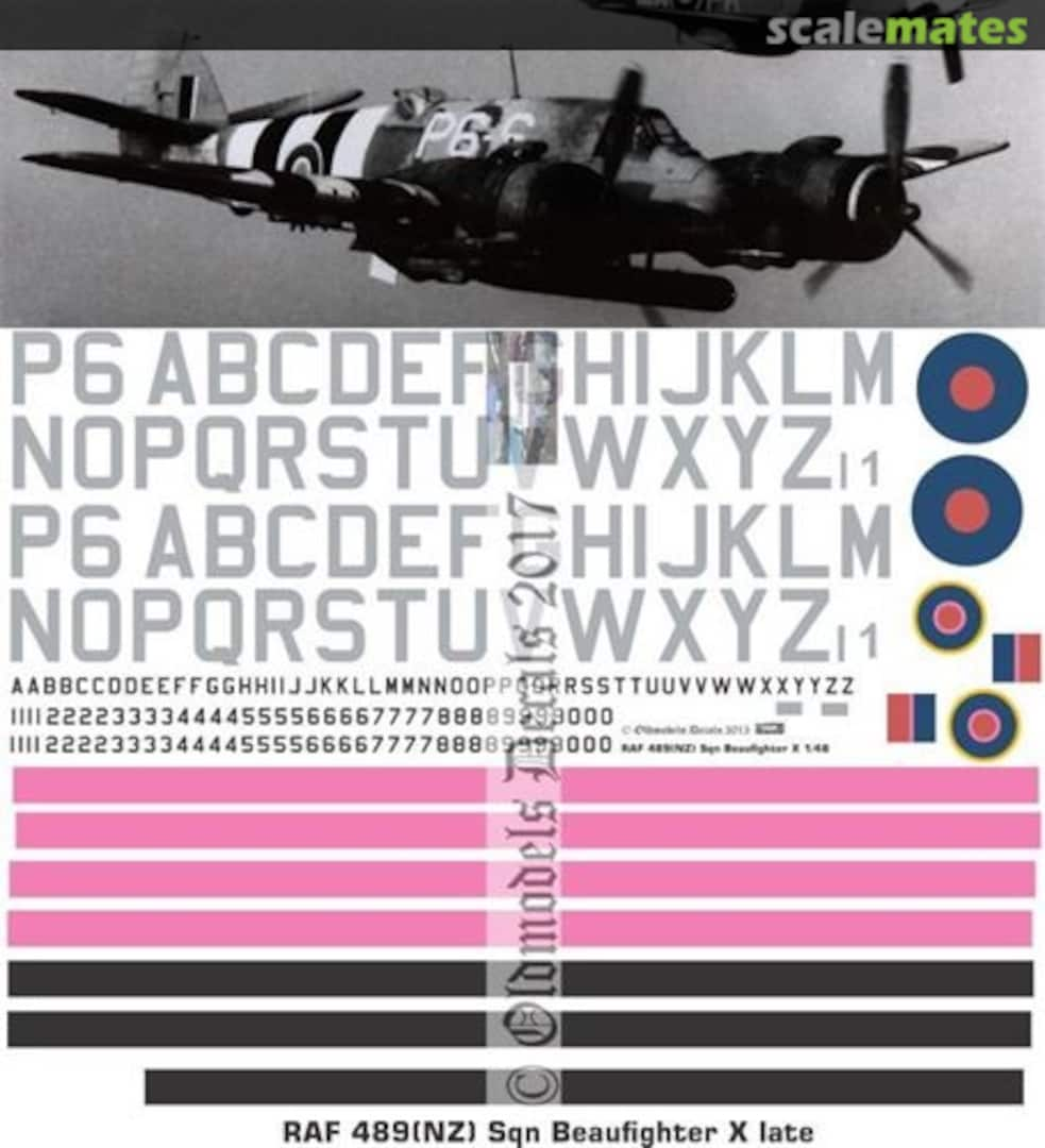 Boxart RAF 489(NZ) Sqn Beaufighters X late OMD0769 Oldmodels Decals