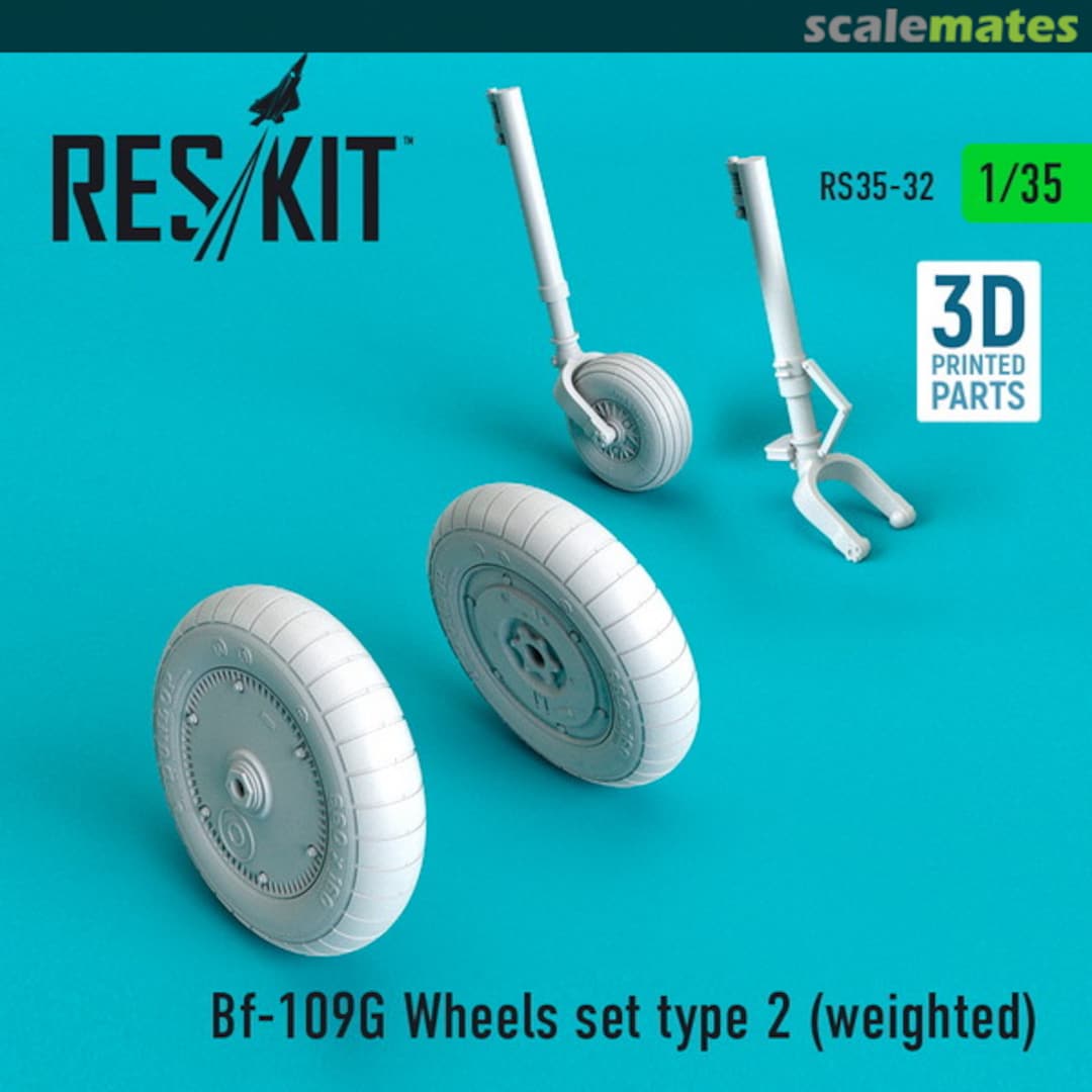 Boxart Bf-109G Wheels set type 2 (weighted) RS35-0032 ResKit