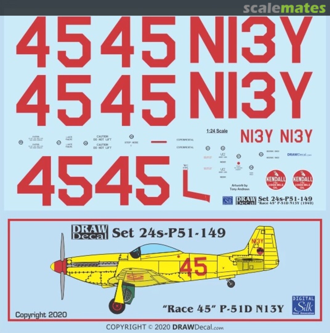 Boxart “Race 45” P-51D N13Y 24-P51-149 Draw Decal