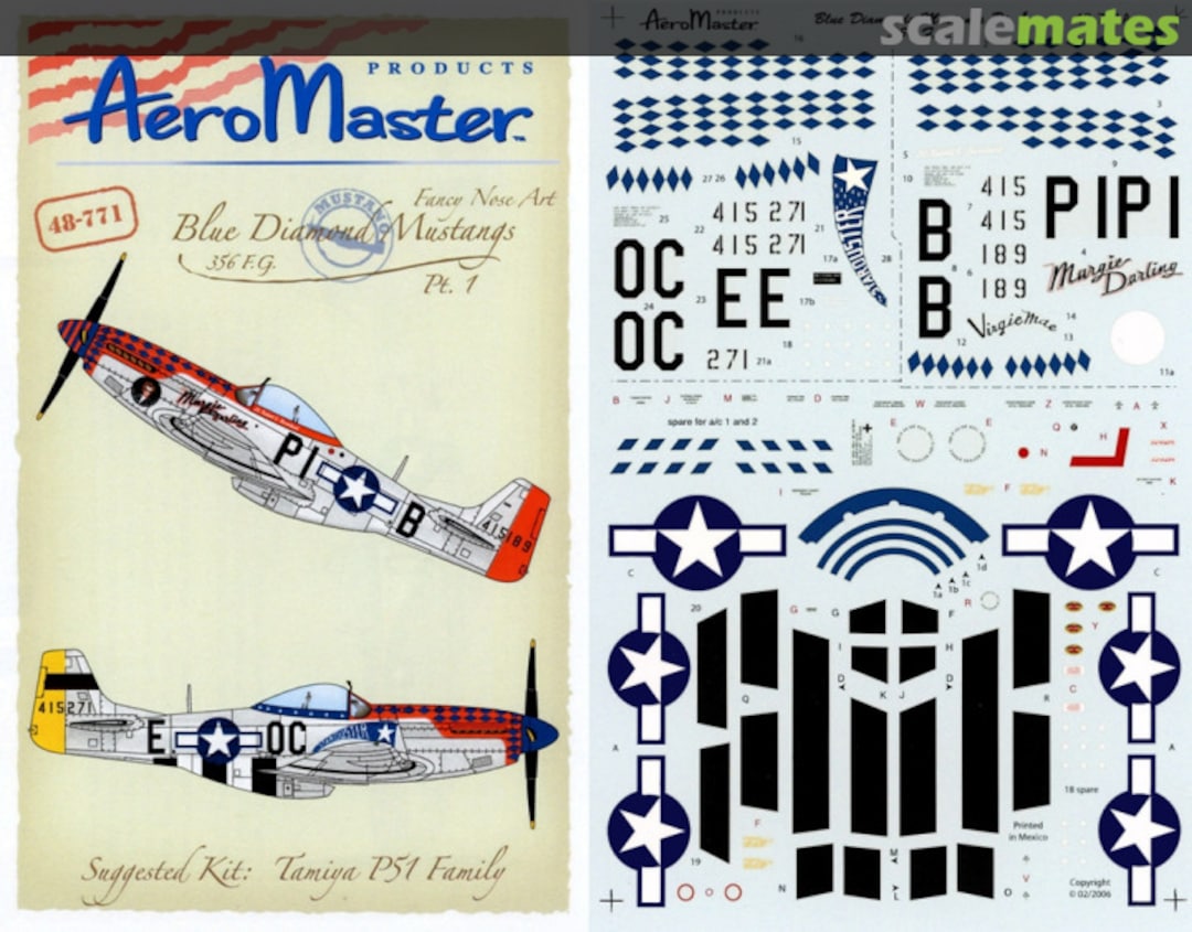 Boxart Blue Diamond Mustangs 356 F.G. 48-771 AeroMaster