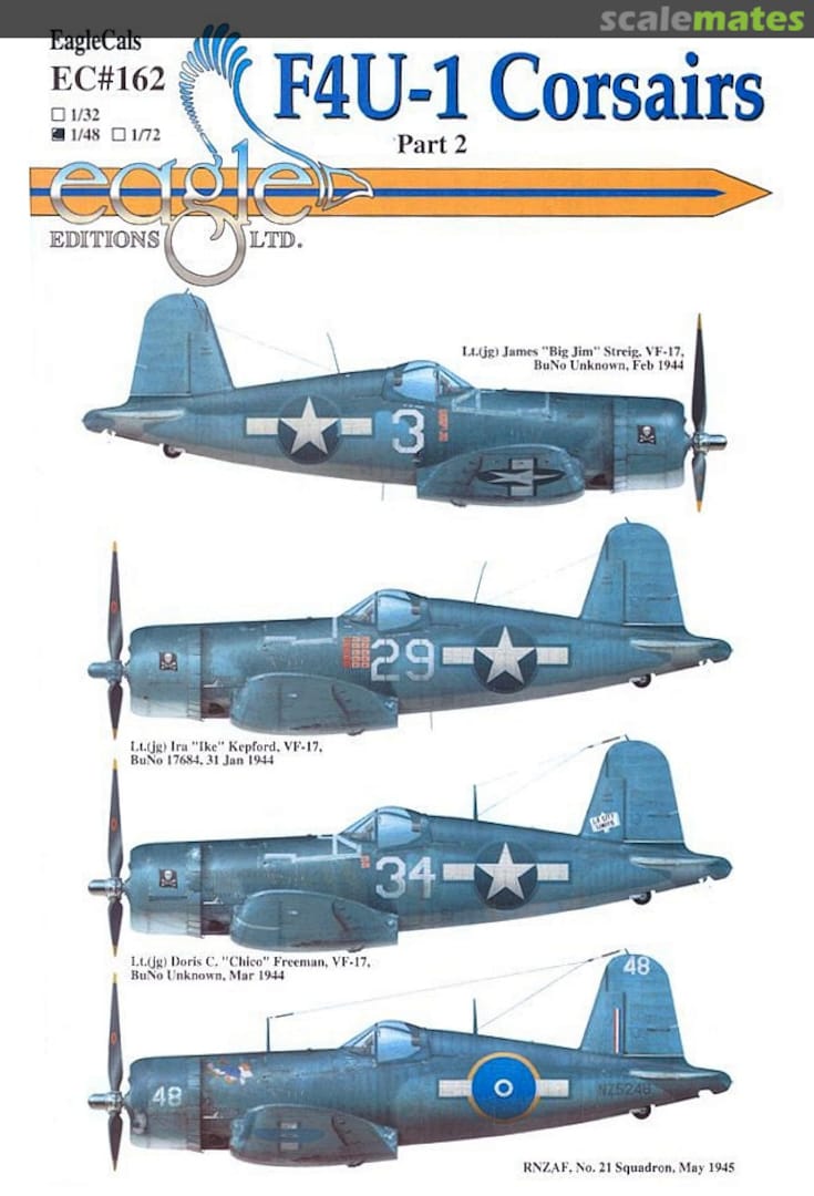 Boxart F4U-1 Corsairs EagleCals EC48-162 Eagle Editions