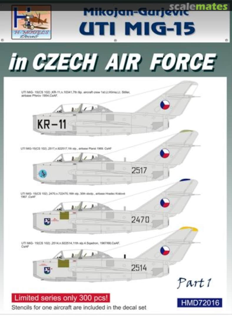 Boxart Mikoyan MiG-15UTI in CzAF, Pt.1 HMD72016 H-Models Decals