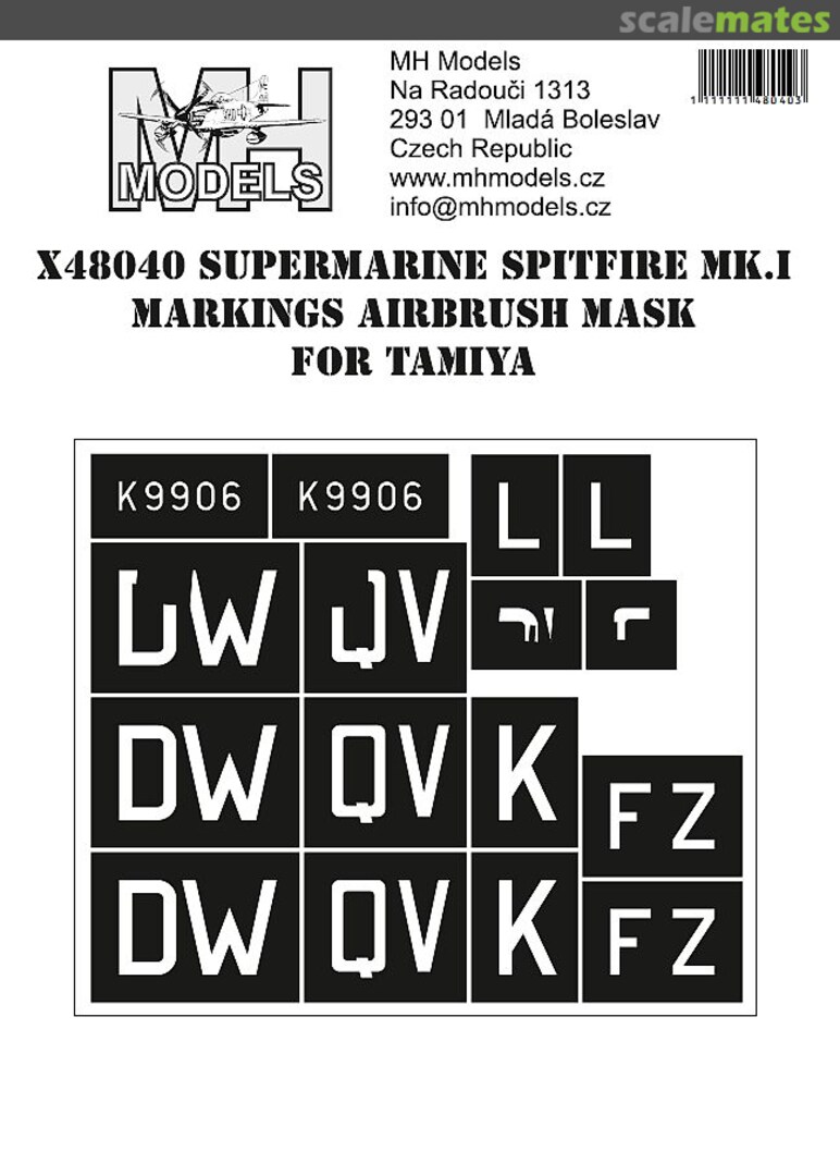 Boxart Supermarine Spitfire MK.I Markings X48040 MH Models