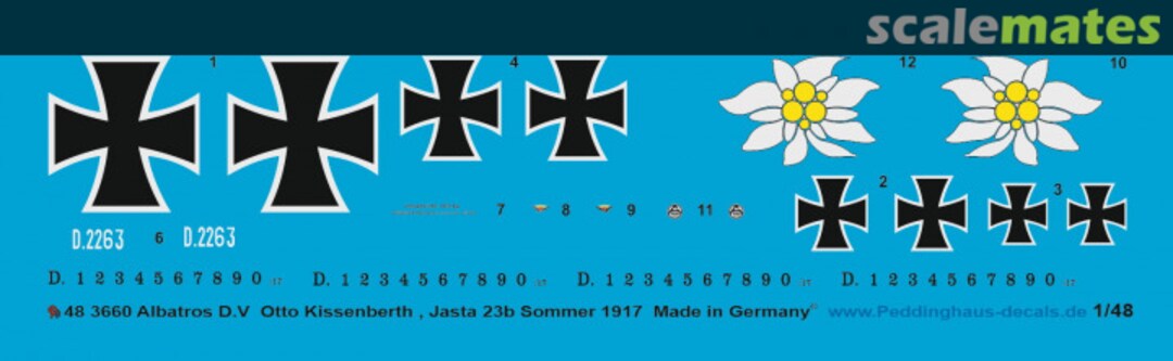 Boxart Albatros D.V Otto Kissenberth, Jasta 23b, Sommer 1917 48 3660 Peddinghaus-Decals