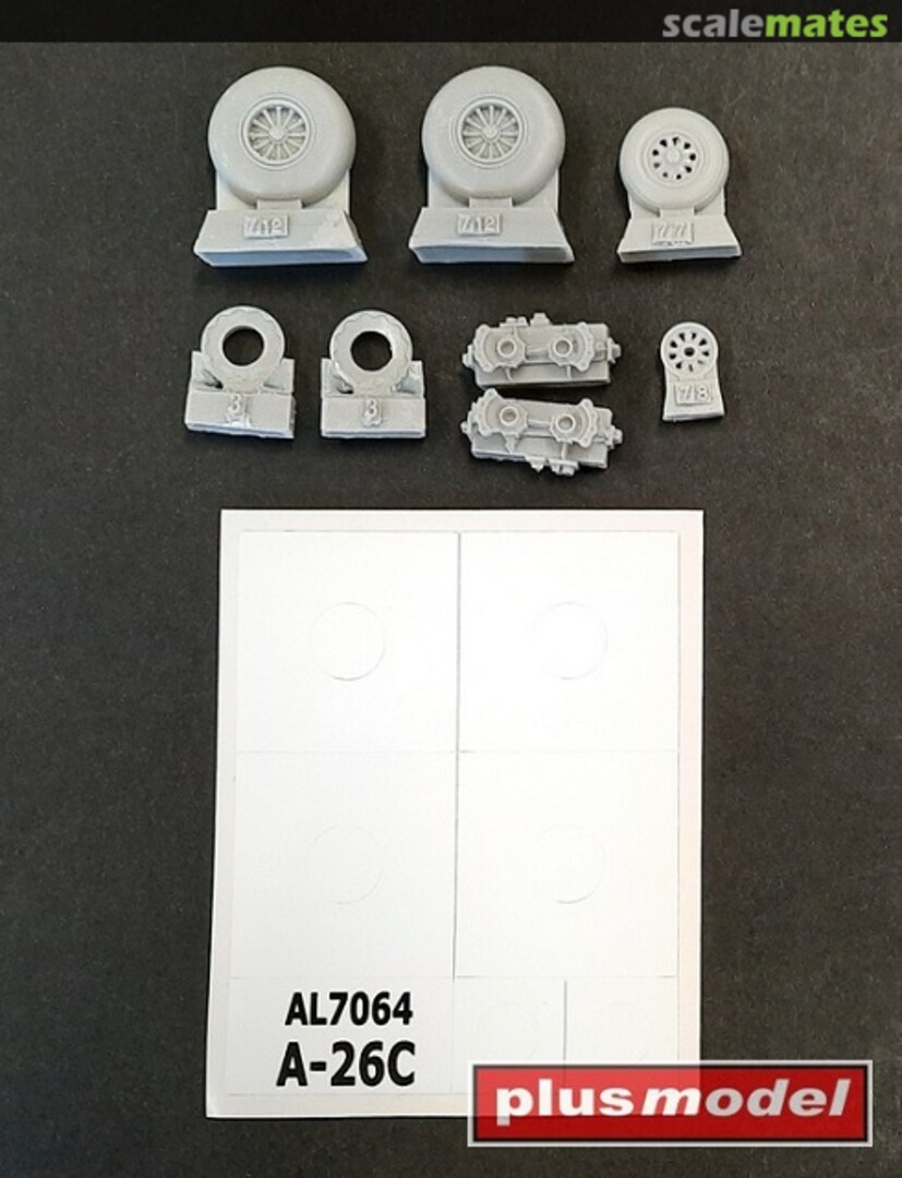 Boxart A-26C Invader wheels groved pattern AL7064 PlusModel