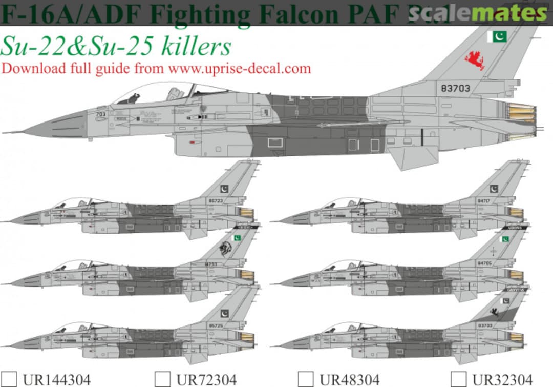 Boxart F-16A/ADF Fighting Falcon PAF Pt.1 Su-22&Su-25 killers UR32304 UpRise Decal Serbia