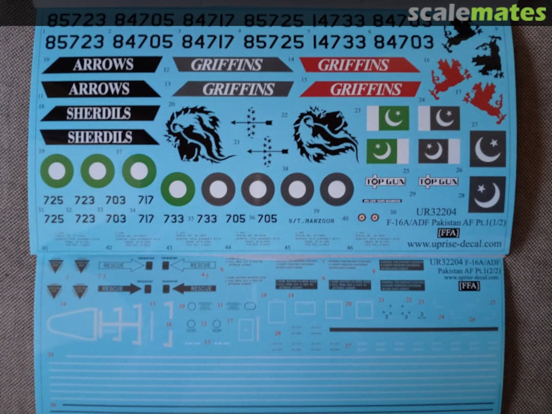 Contents F-16A/ADF Fighting Falcon PAF Pt.1 Su-22&Su-25 killers UR32304 UpRise Decal Serbia