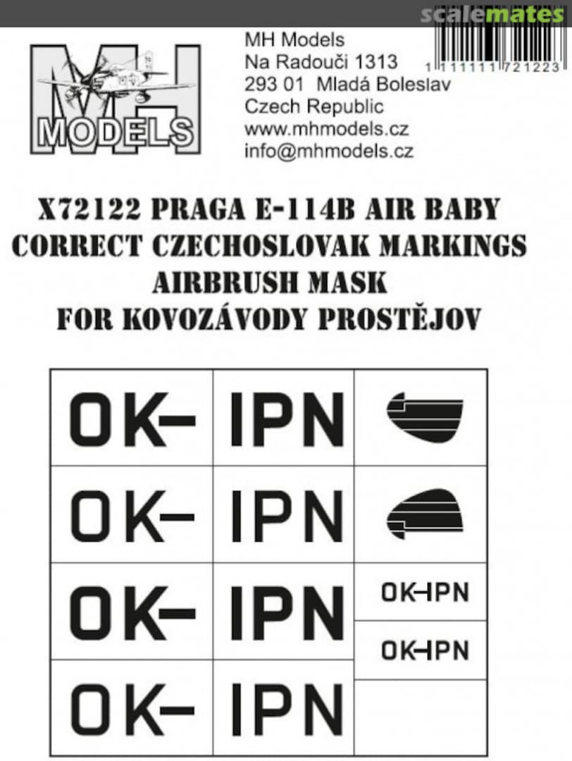 Boxart Praga E-114B Air Baby correct Czechoslovak markings airbrush mask X72122 MH Models