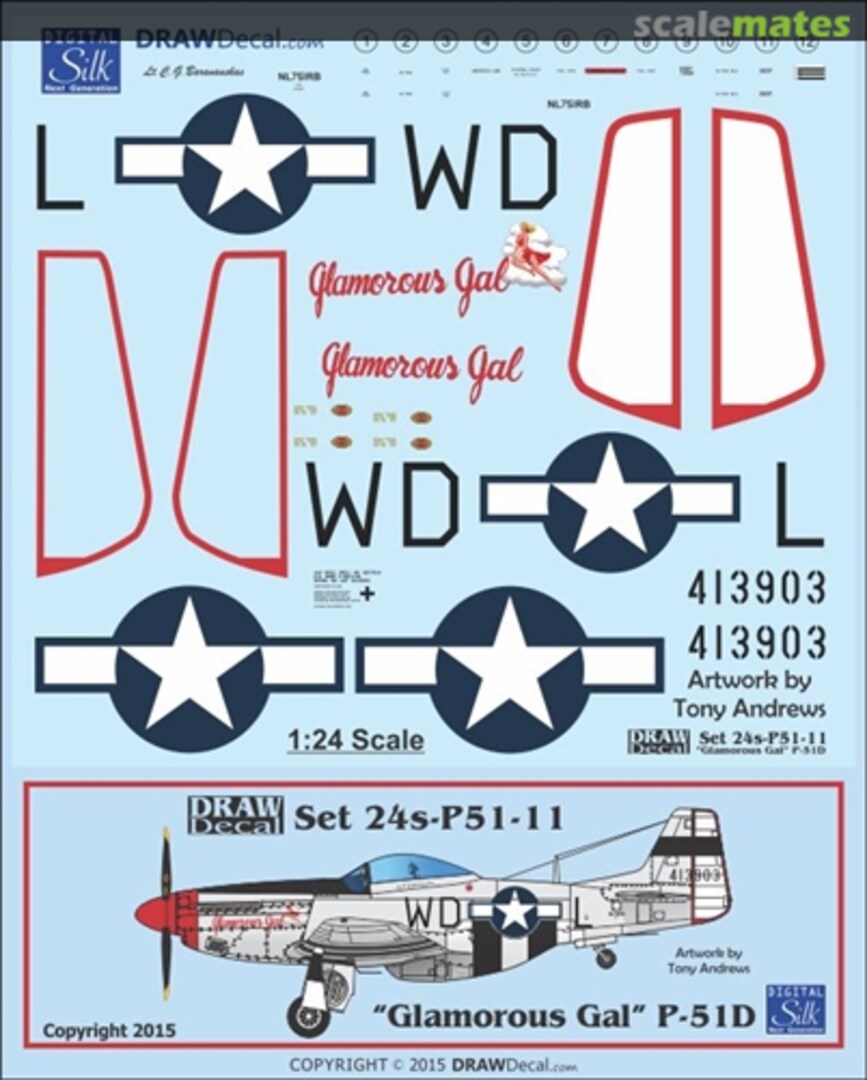 Boxart P-51D "Glamorous Gal" 24-P51-11 Draw Decal