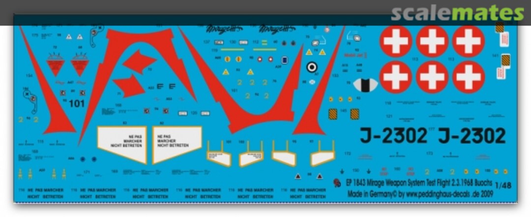 Boxart Mirage IIIS Weapon System Test Flight 1843 Peddinghaus-Decals