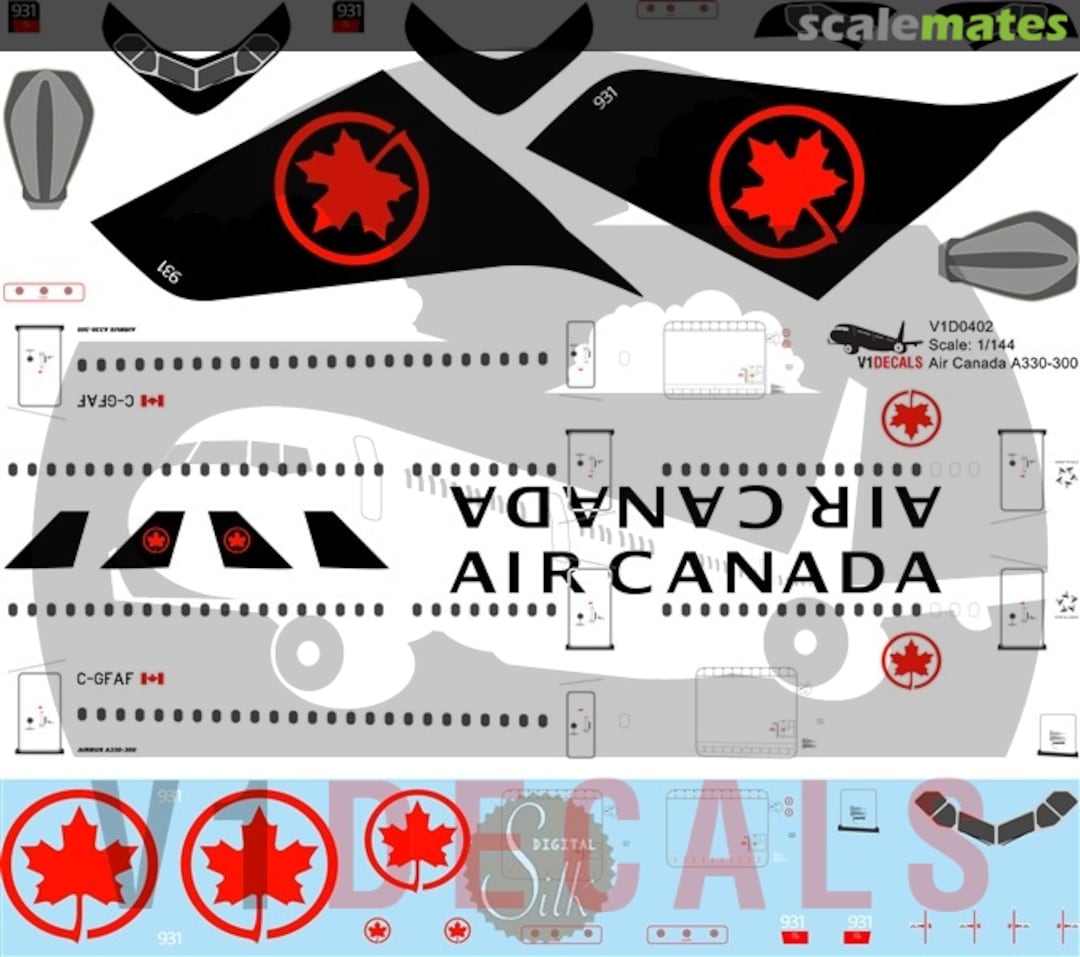 Boxart Air Canada Airbus A330-300 V1D0402-144 V1 Decals