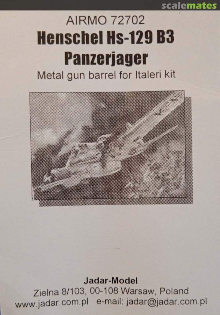 Boxart Henschel Hs-129 B3 Panzerjager - Metal Gun Barrel 72702 AiRMO