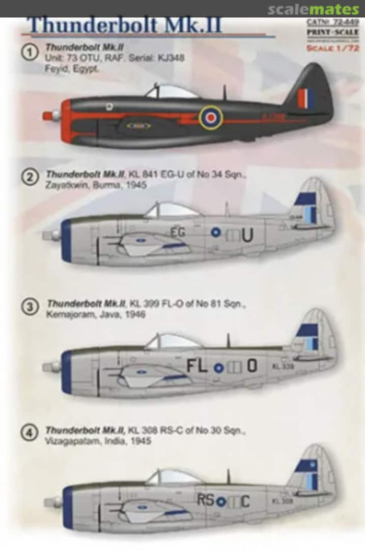 Boxart Thunderbolt Mk II 72-449 Print Scale