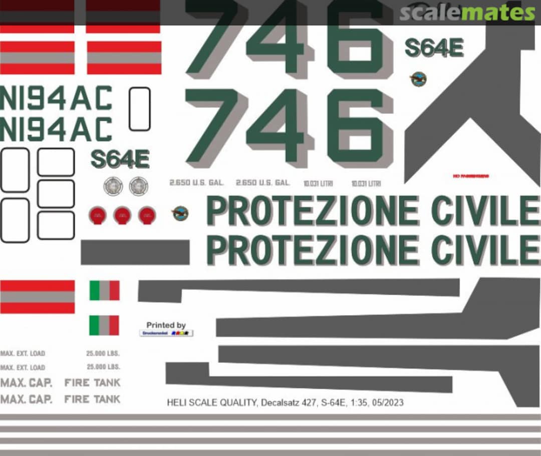 Boxart S-64E - Protezione Civile - N194AC Delilah Decal 427 Heli Scale Quality