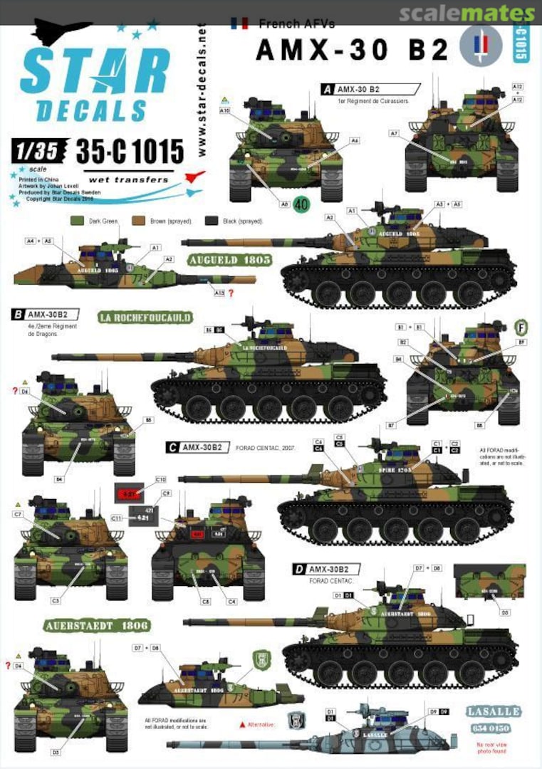 Boxart French AFVs - AMX-30 B2 35-C1015 Star Decals