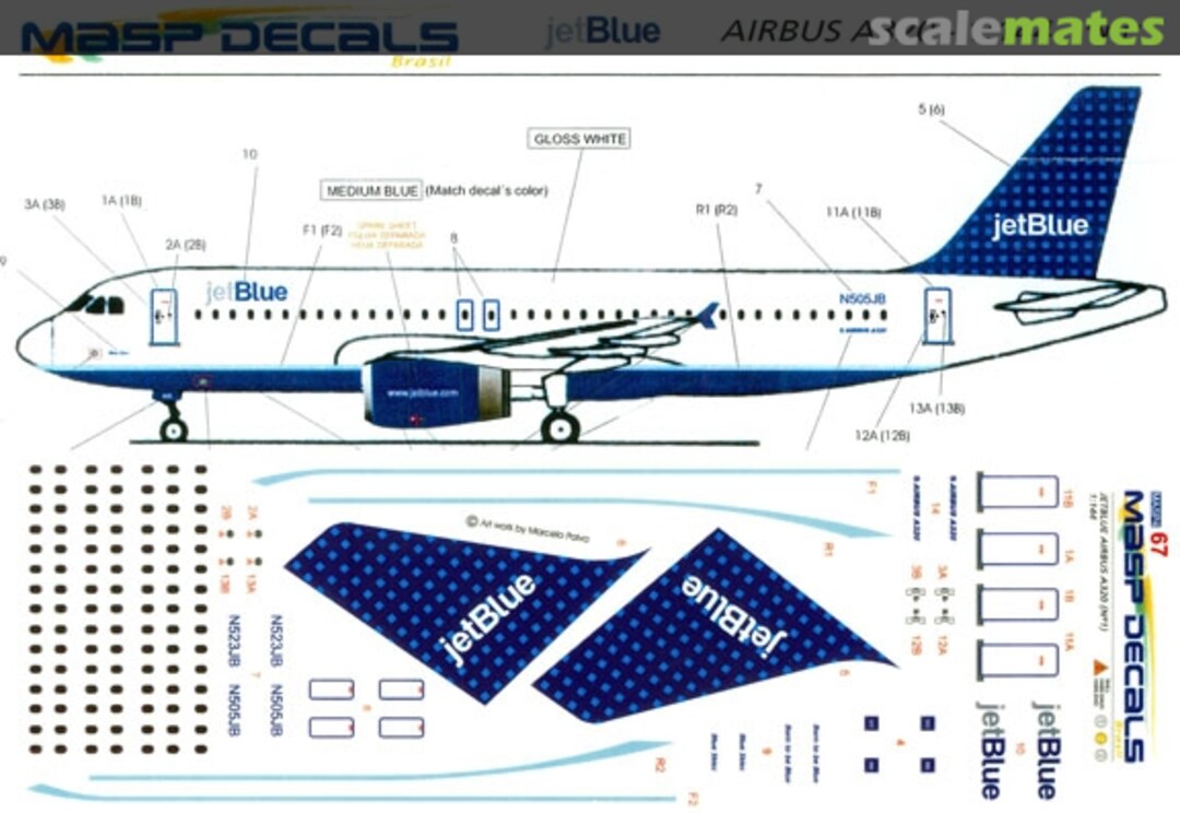 Boxart Airbus A320-232 MASP44-067 MASP Decals