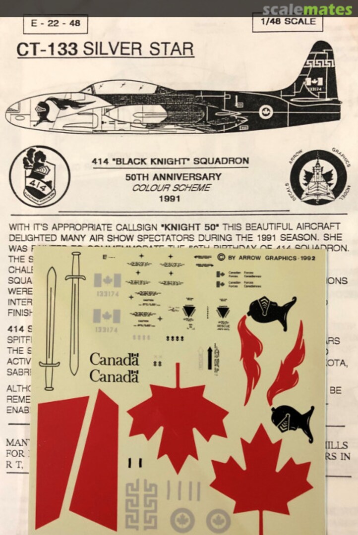 Boxart CT-133 Silver Star 414 "Black Knight" Sqn E-22-48 Arrow Graphics