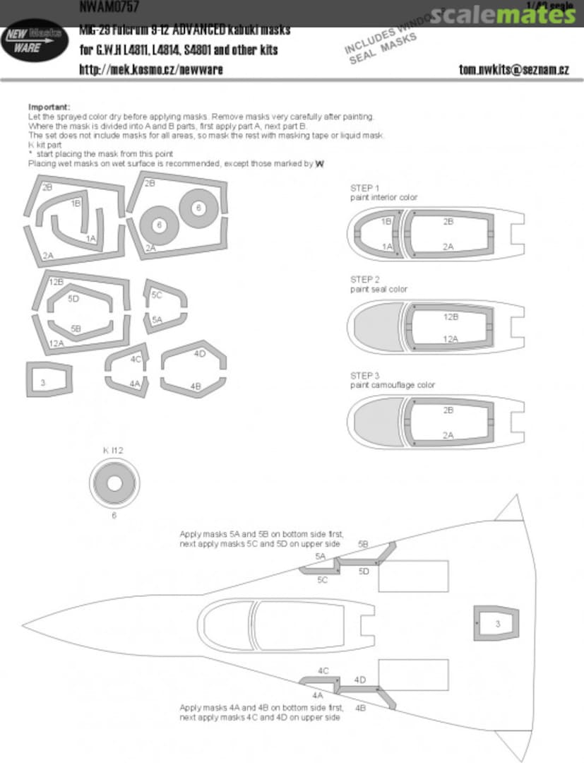 Boxart MiG-29 Fulcrum 9-12 ADVANCED kabuki masks NWAM0757 New Ware