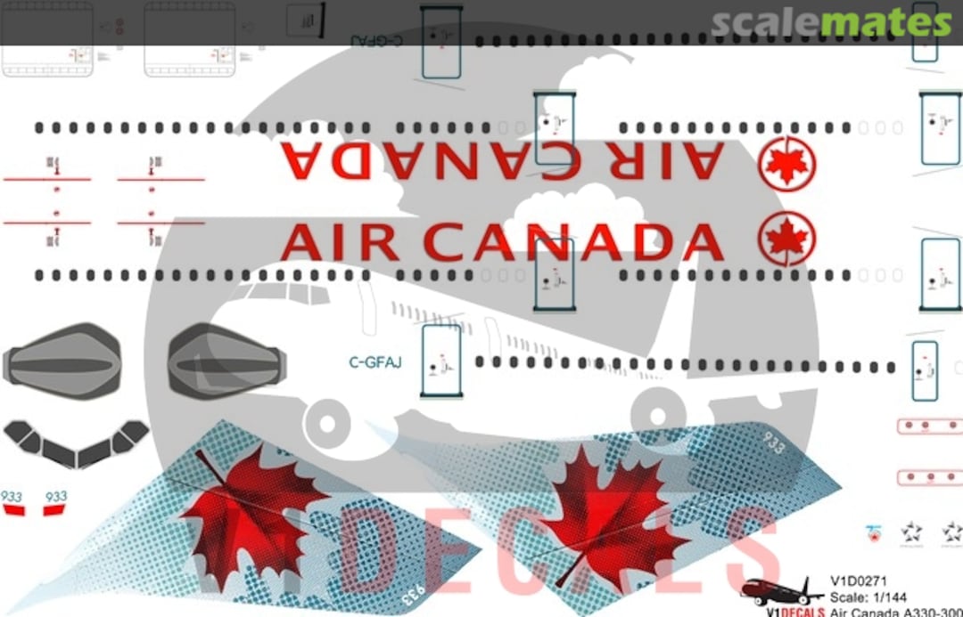 Boxart Air Canada Airbus A330-300 V1D0271-144 V1 Decals