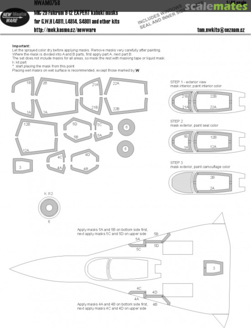 Boxart MiG-29 Fulcrum 9-12 EXPERT kabuki masks NWAM0758 New Ware