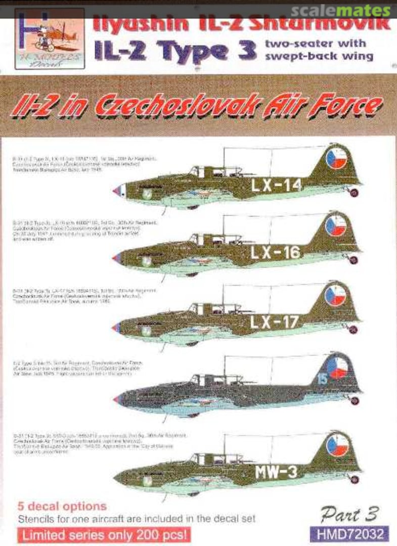 Boxart Ilyushin Il-2 Type 3 CzAF, Pt.3 HMD72032 H-Models Decals