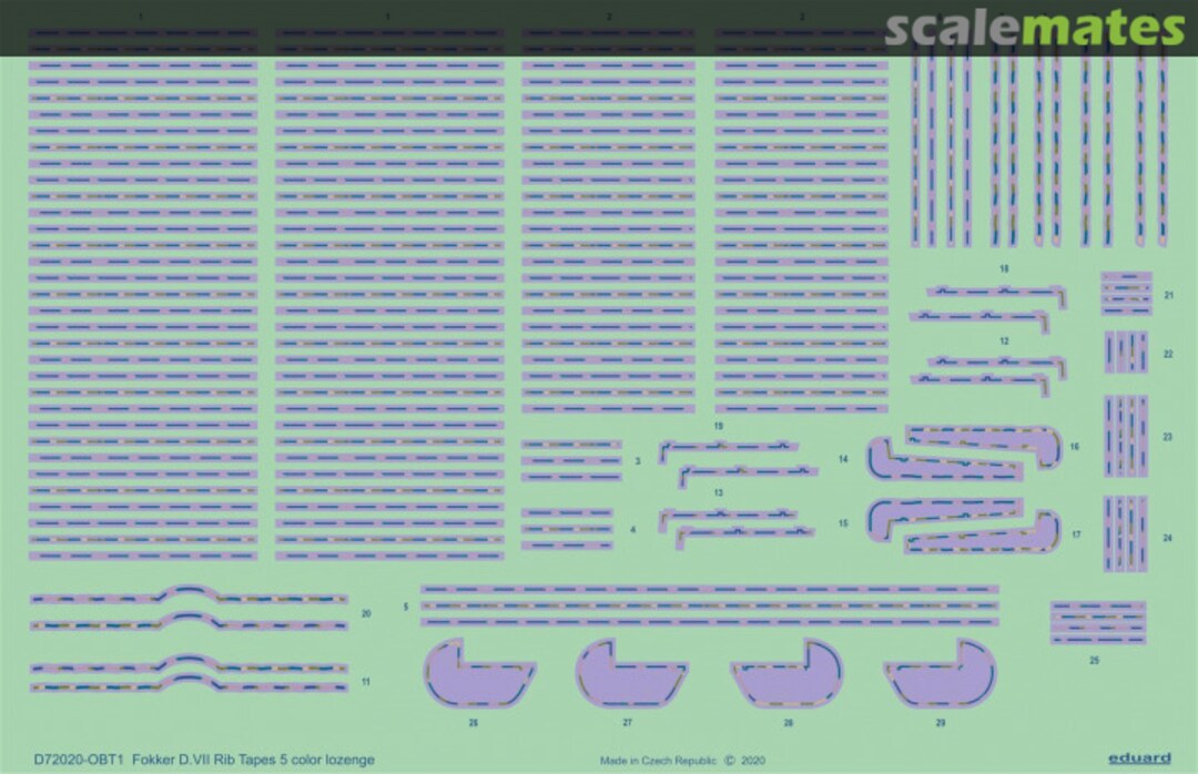 Boxart Fokker D.VII rib tapes 5color lozenge D72020 Eduard