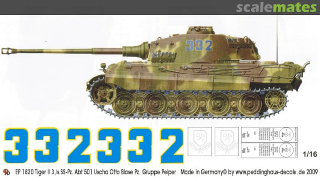 Boxart Tiger II 3./s.SS-Pz. Abt 501 Uscha Otto Blase Pz. Gruppe Peiper 44 EP 1820 Peddinghaus-Decals