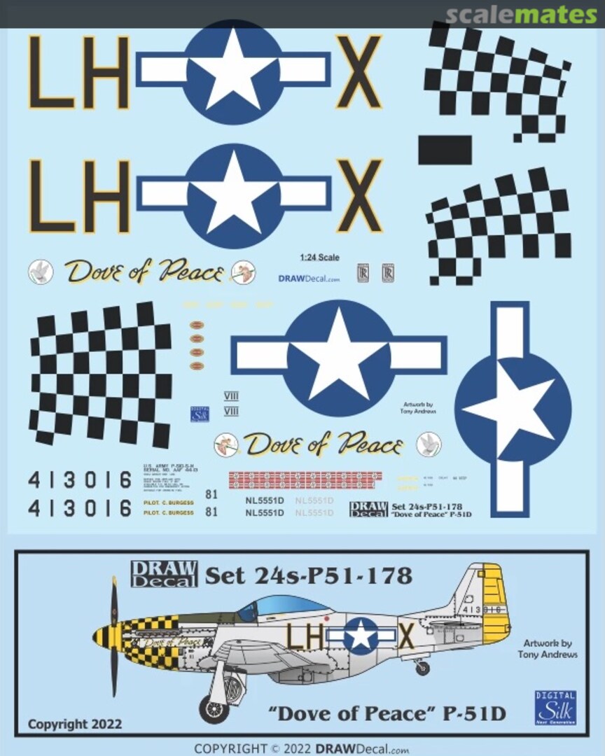 Boxart “Dove of Peace” P-51D 24-P51-178 Draw Decal