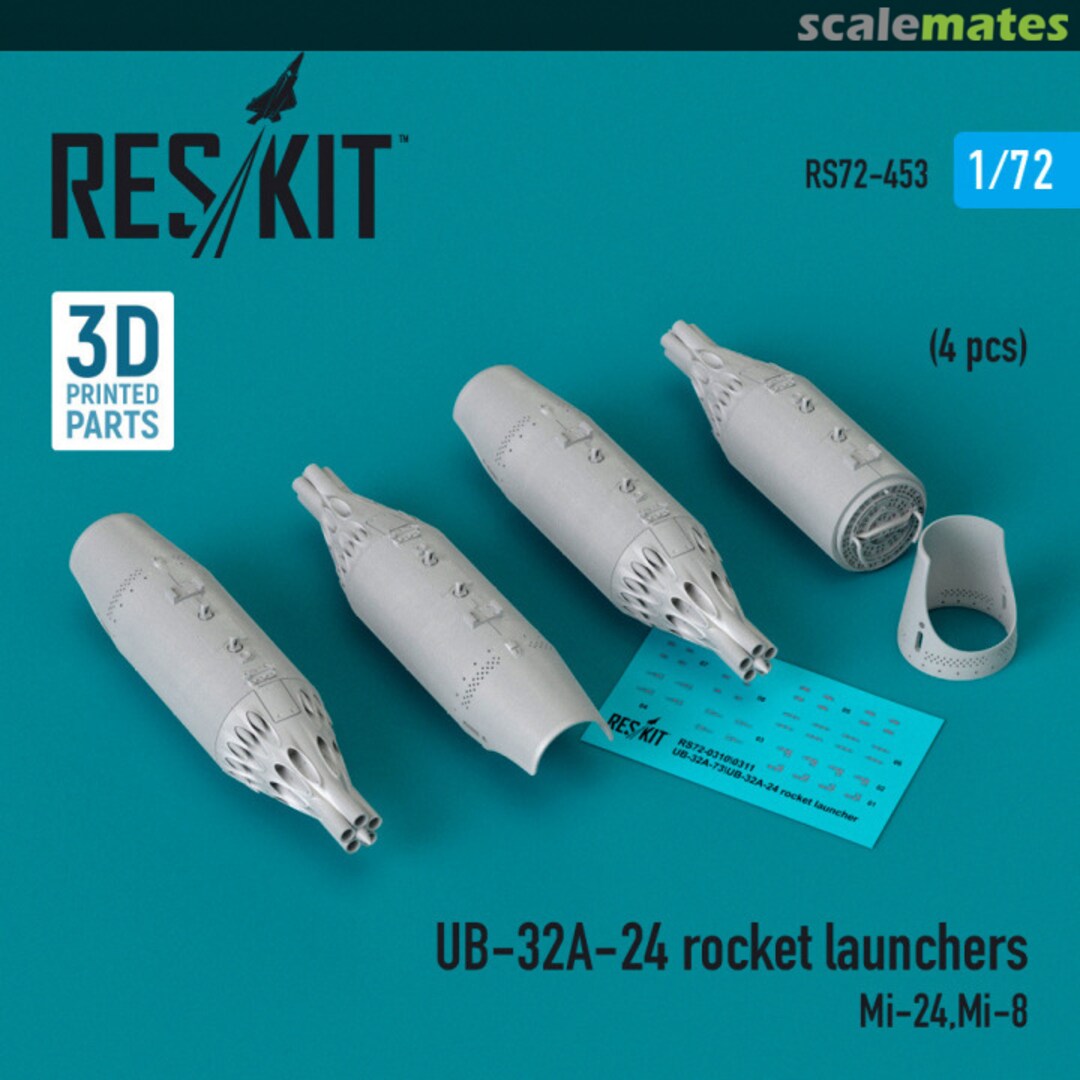 Boxart UB-32A-24 rocket launchers (4 pcs) (3D Printed) RS72-0453 ResKit