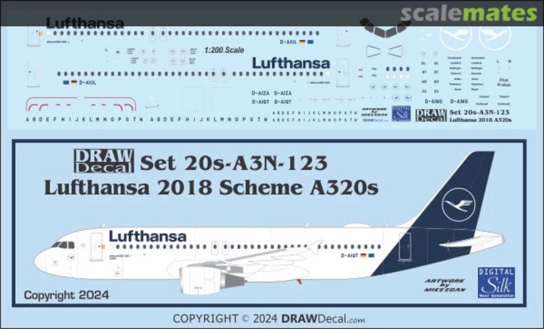 Boxart Lufthansa A320s 2018 Scheme 20-A3N-123 Draw Decal