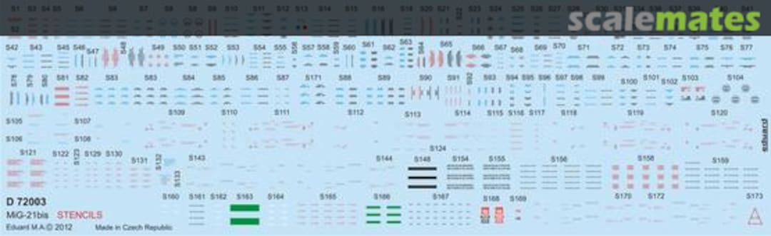 Boxart MiG-21BIS stencils D72003 Eduard