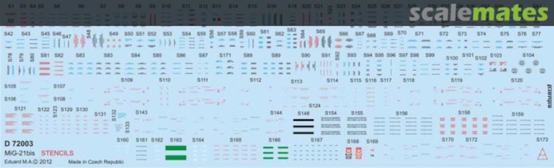 Contents MiG-21BIS stencils D72003 Eduard