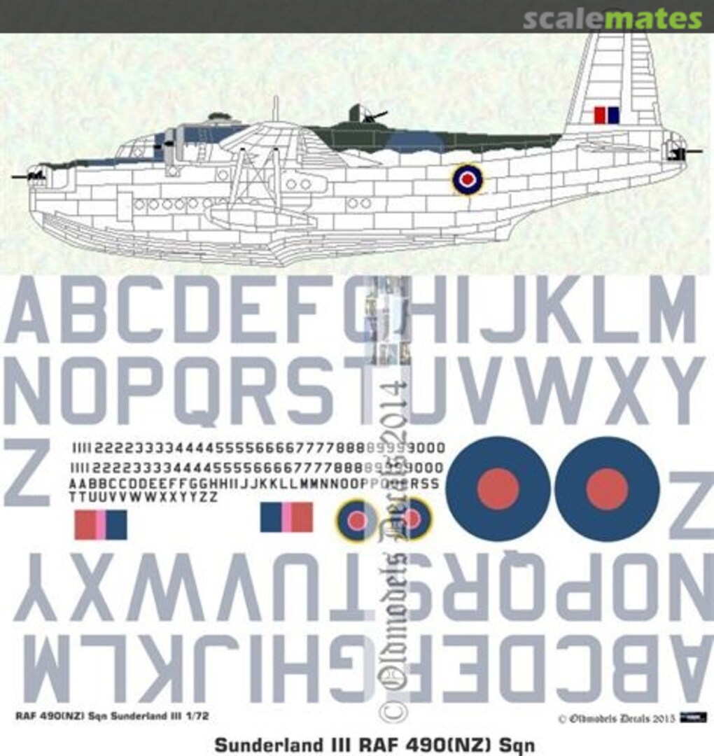 Boxart RAF 490(NZ) Sqn Sunderlands III OMD0775 Oldmodels Decals