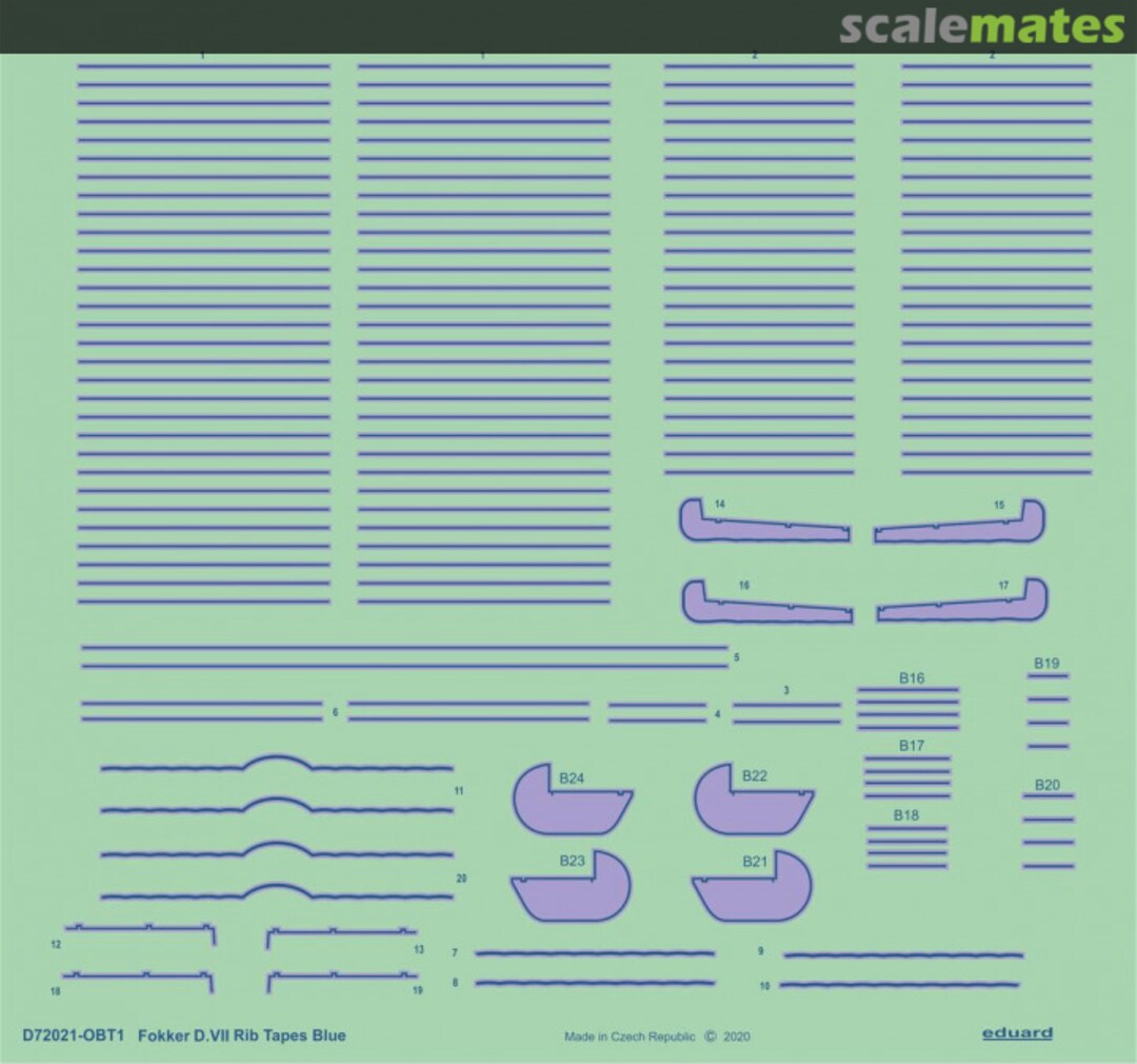 Boxart Fokker D.VII rib tapes blue D72021 Eduard